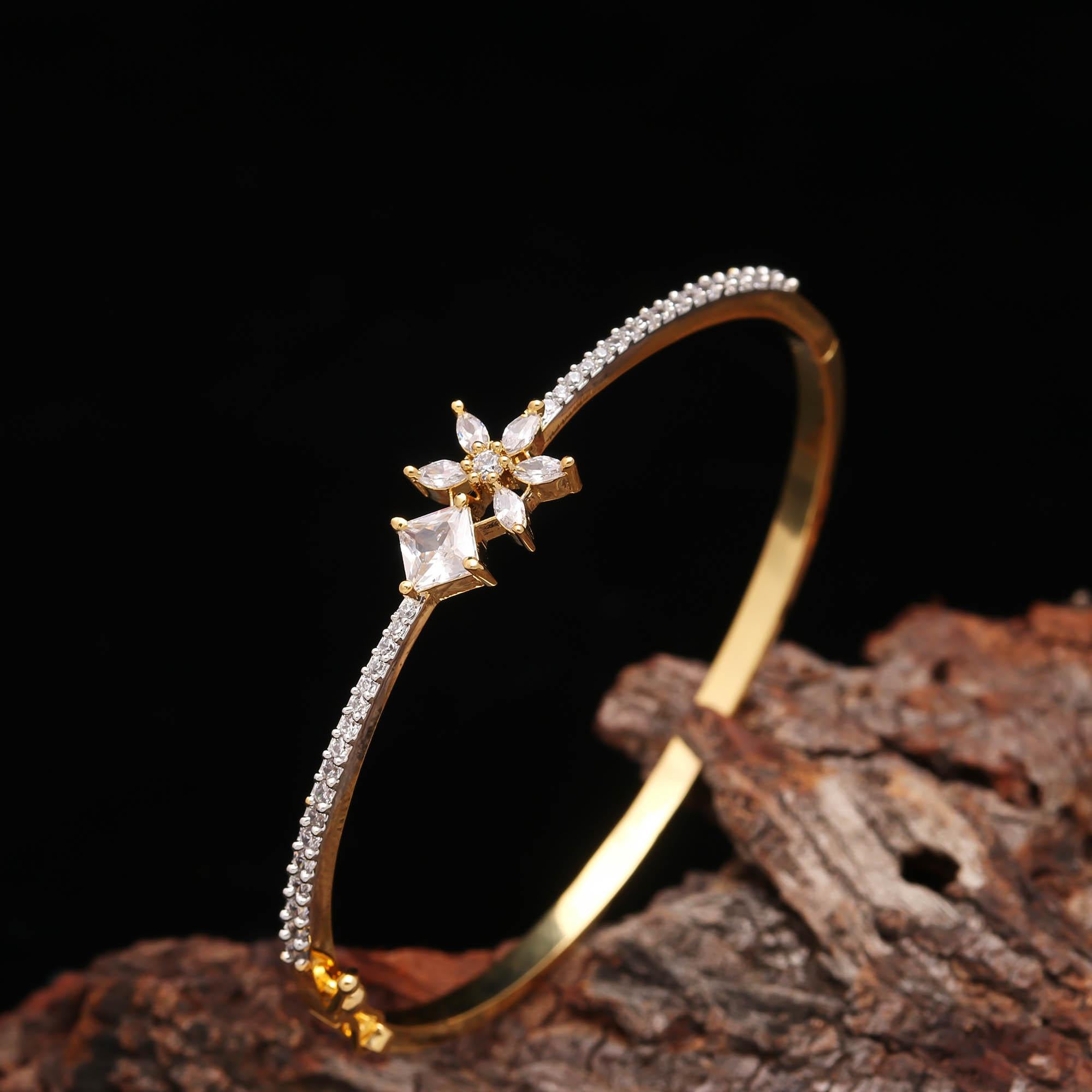 The Zenith Sparkle - Minimalist AD Kada Bracelet - Haamsi