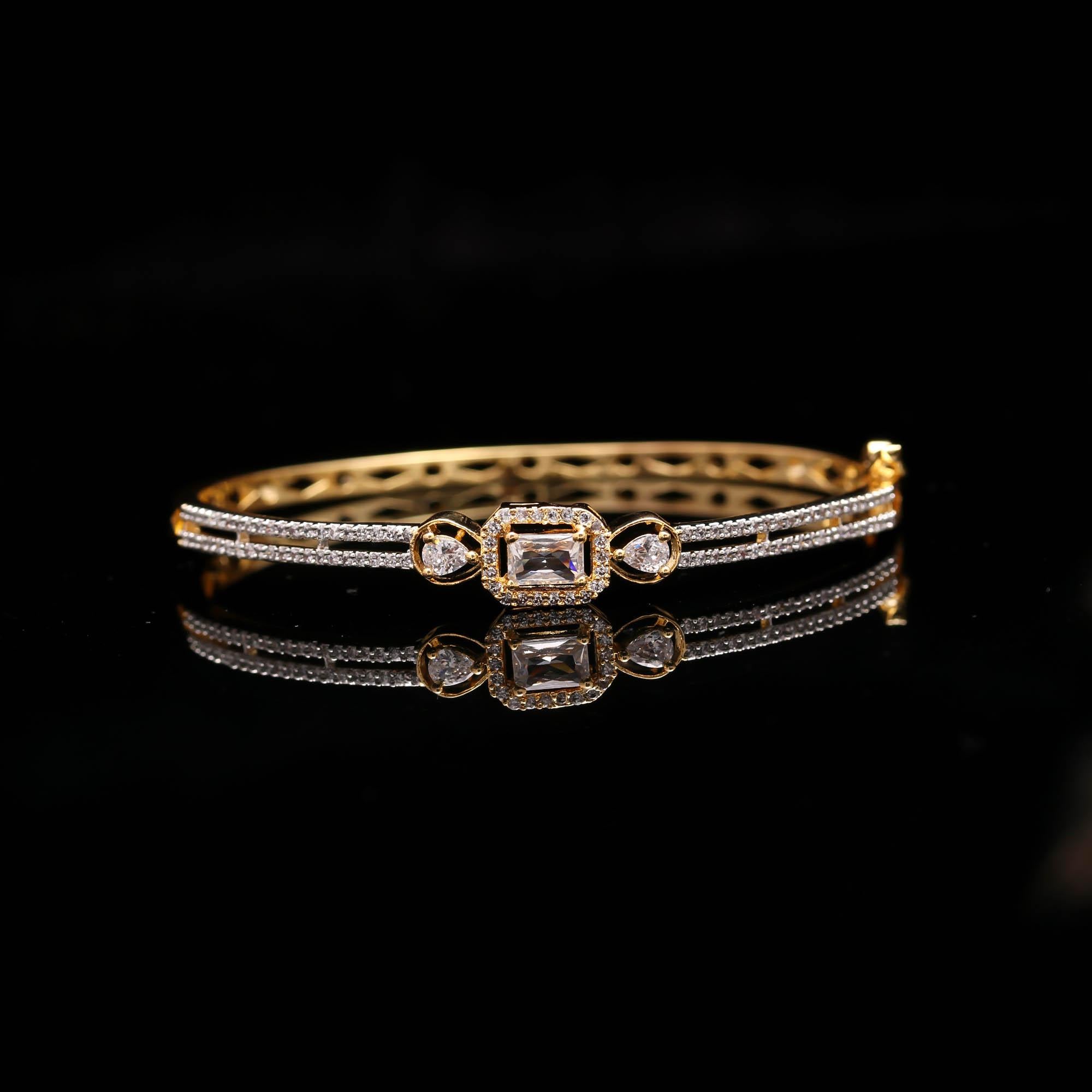 The Rose Petal Cuff - Pink-Toned AD Kada - Haamsi