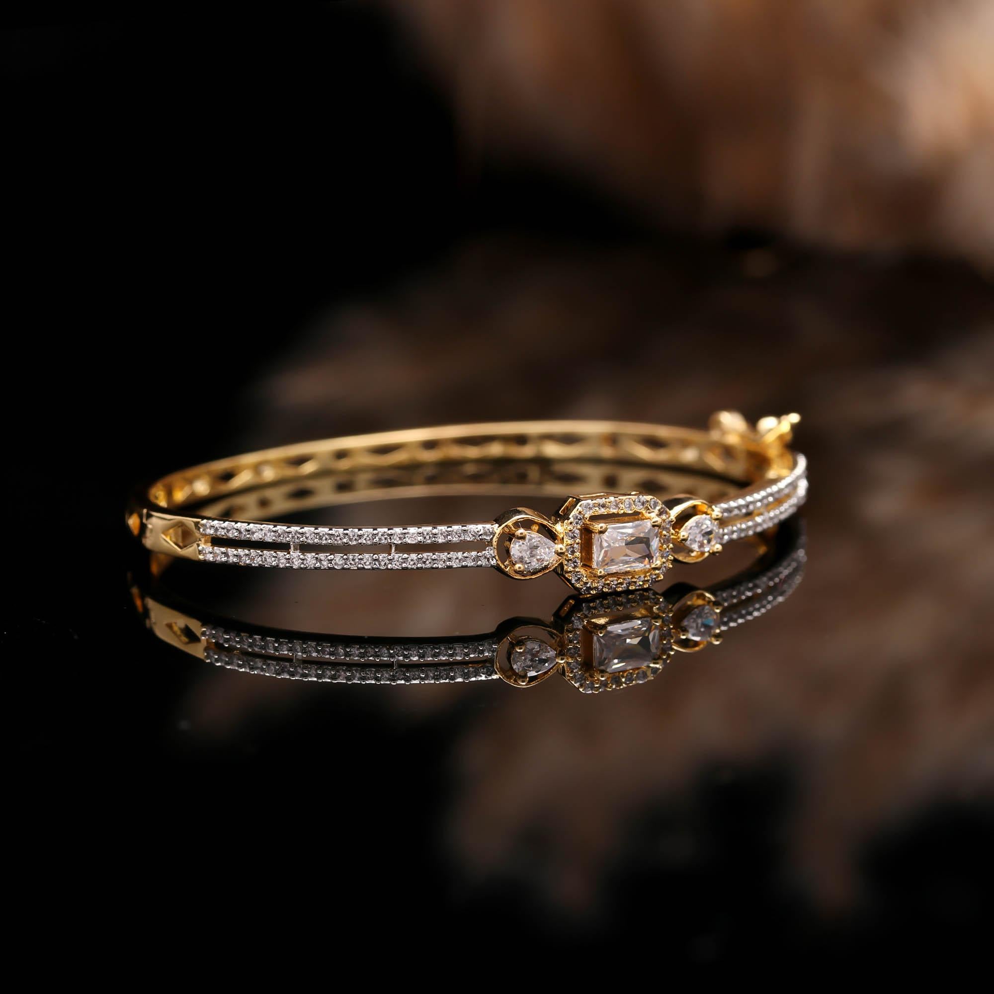 The Rose Petal Cuff - Pink-Toned AD Kada - Haamsi