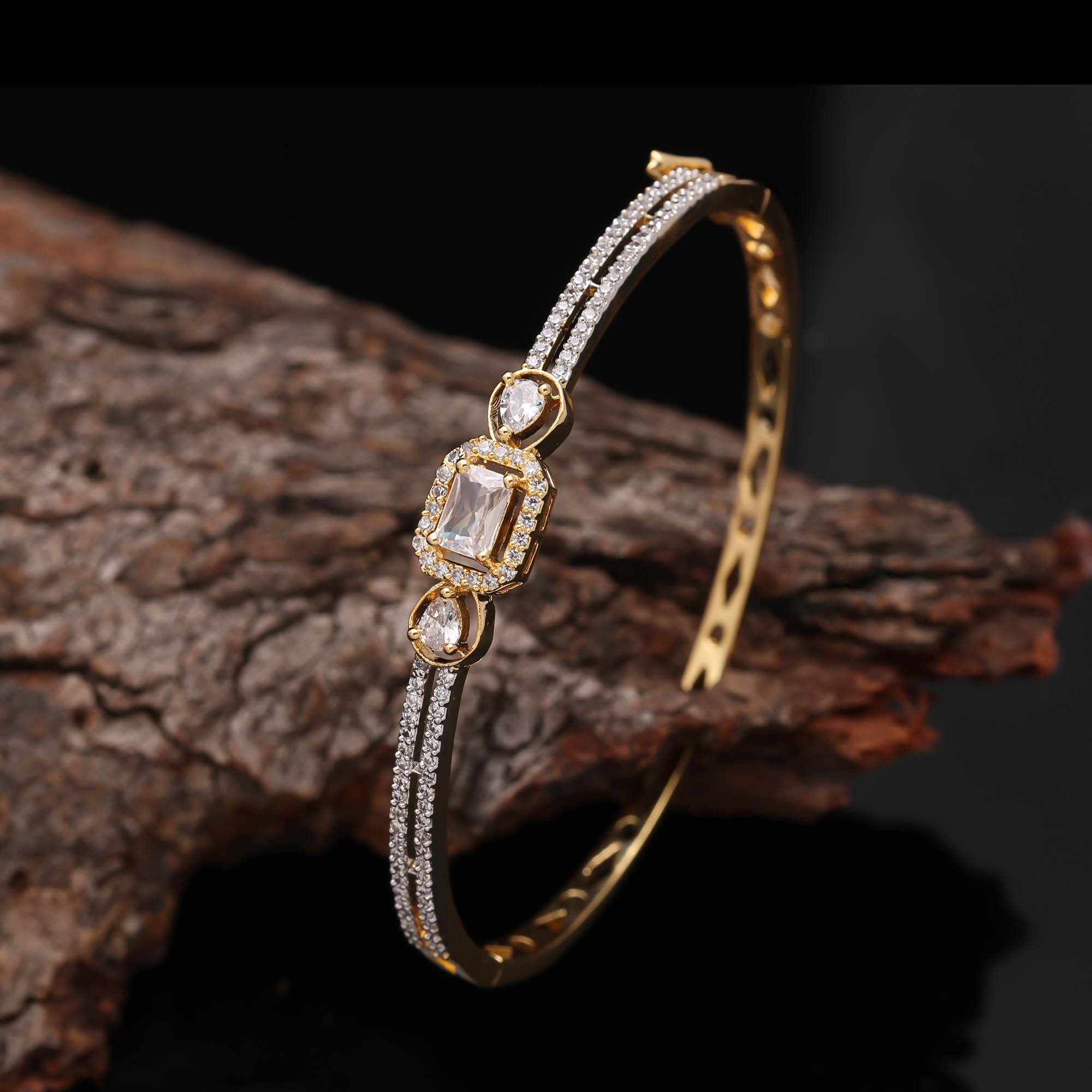 The Rose Petal Cuff - Pink-Toned AD Kada - Haamsi