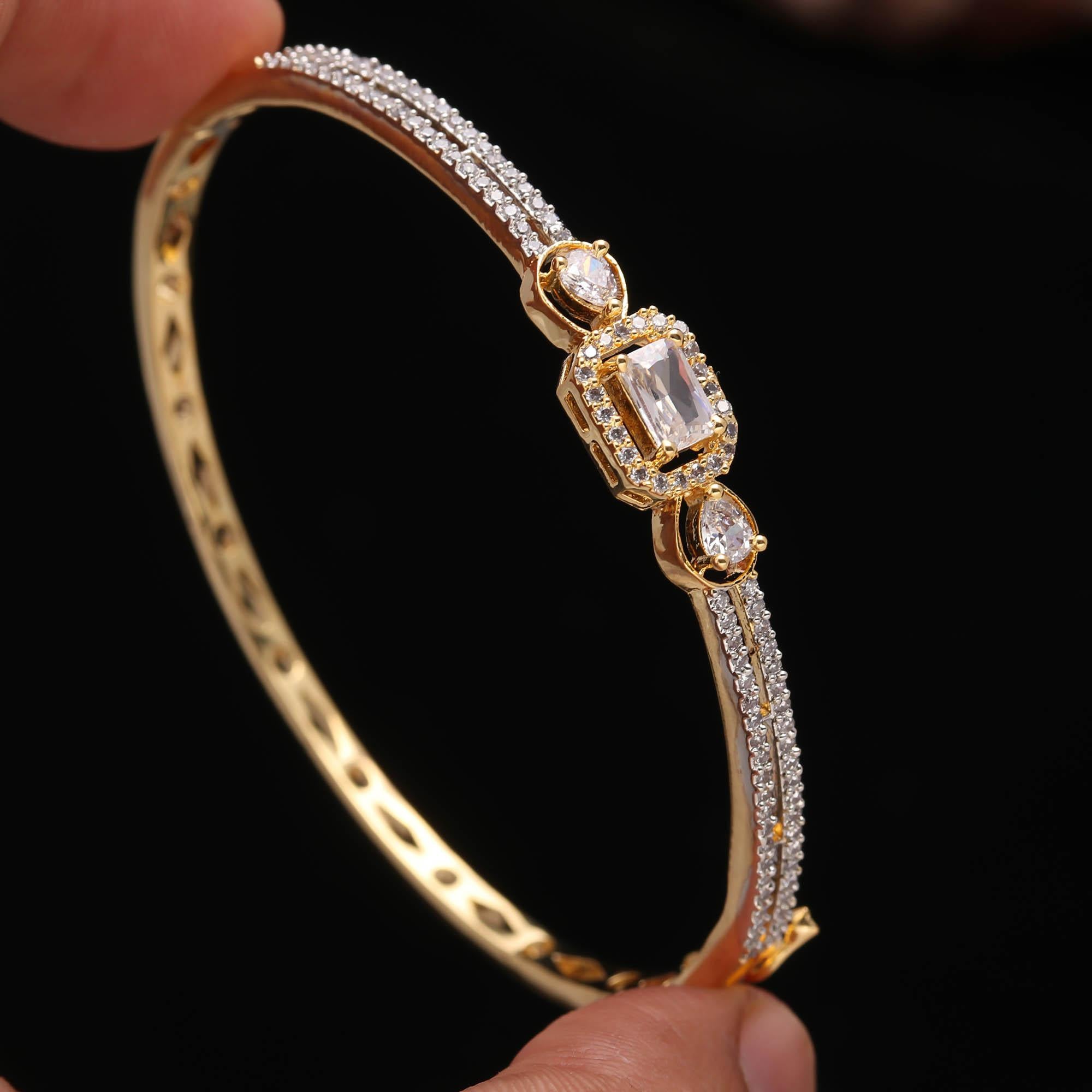 The Rose Petal Cuff - Pink-Toned AD Kada - Haamsi