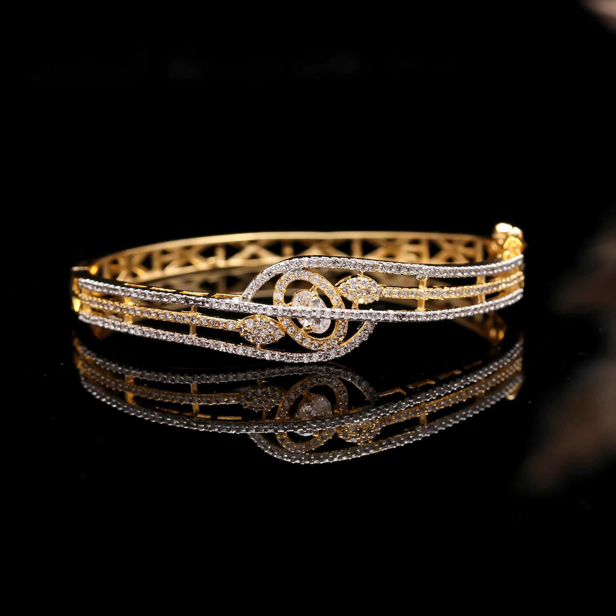 The Citadel Carving - Sculptural Gold Kada - Haamsi