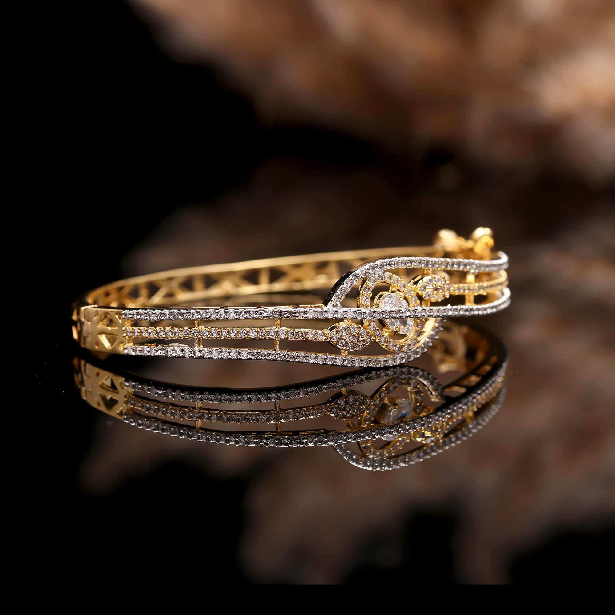 The Citadel Carving - Sculptural Gold Kada - Haamsi