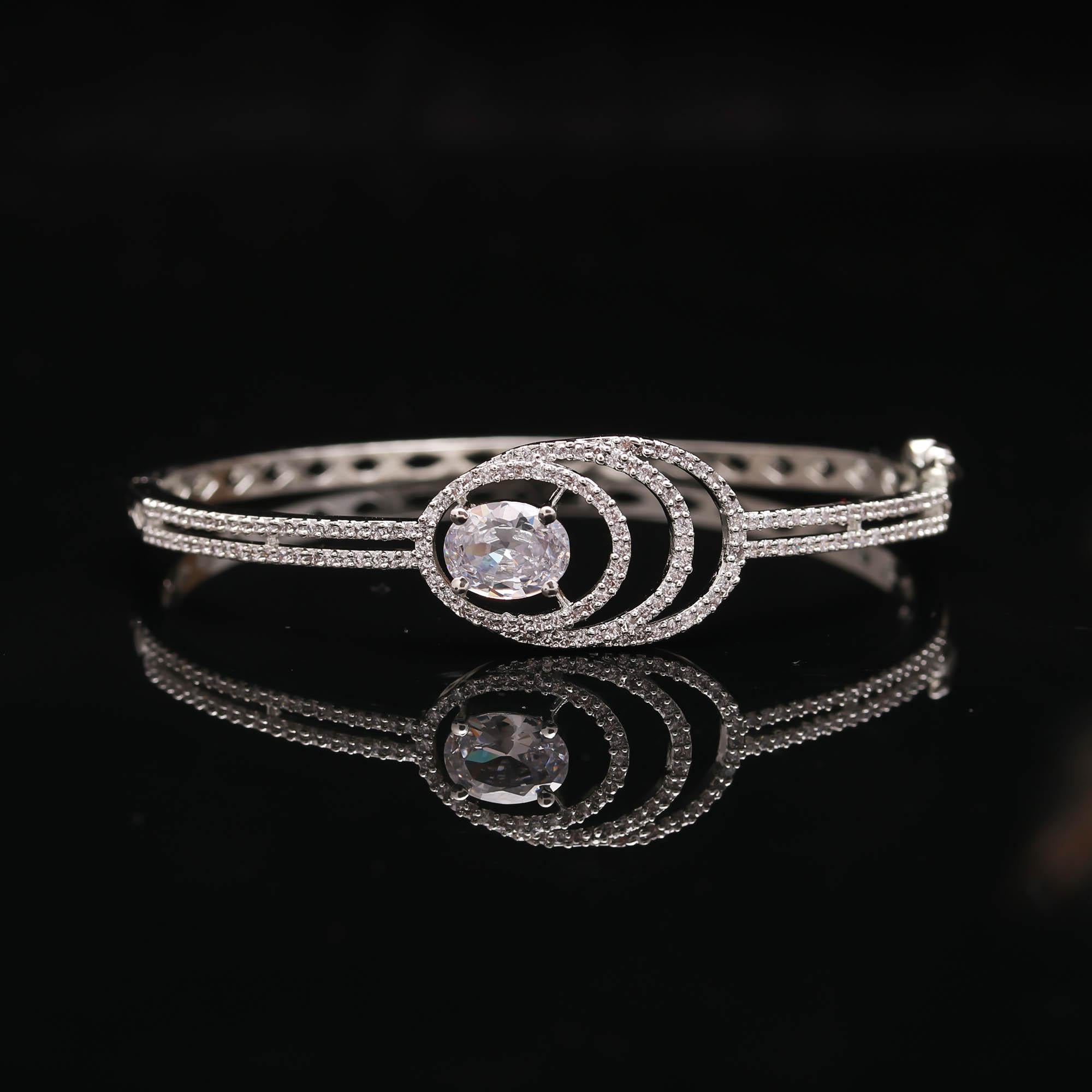 The Arctic Aura - Rhodium Plated Silver Kada - Haamsi