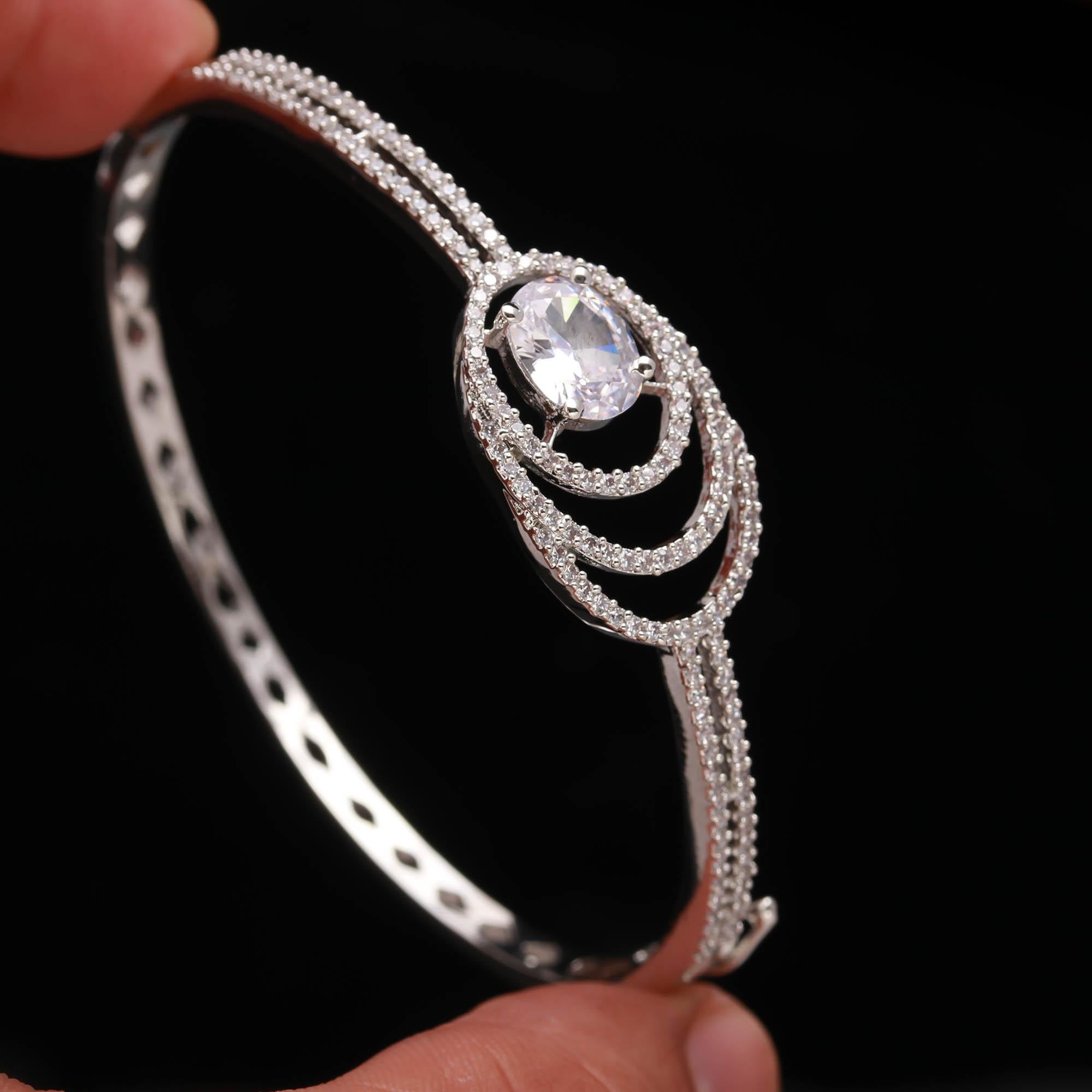 The Arctic Aura - Rhodium Plated Silver Kada - Haamsi