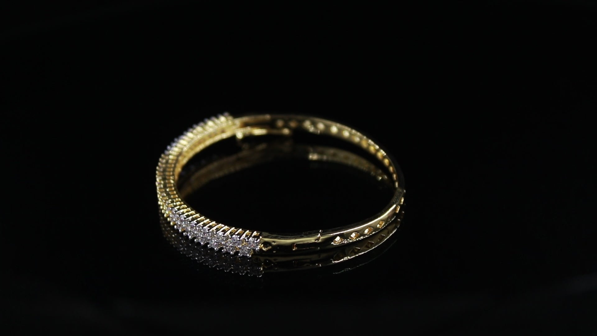 Elegant Gold Diamond Bangle for Women – Sparkling Two-Row Stone Design | Buy Luxury Gold Bracelet Online